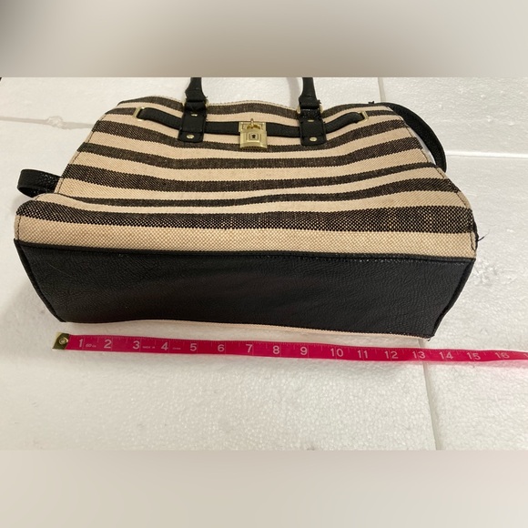 Striped Black and Tan Women's Handbag - Picture 8 of 10